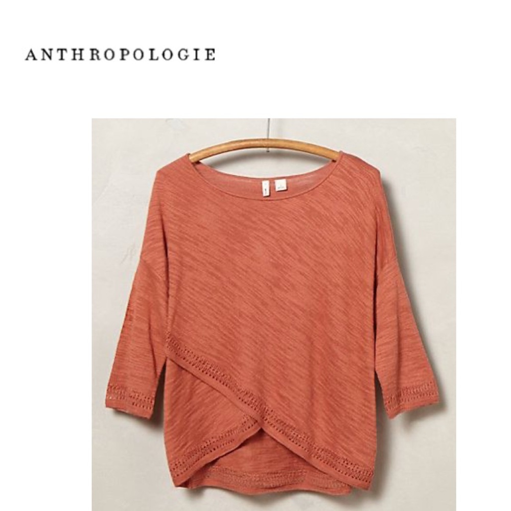 Anthropologie Crossover Pointelle knit top